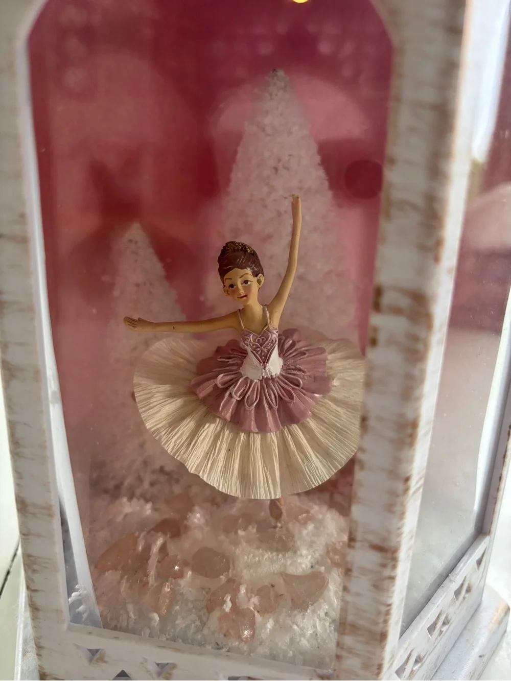 White and Pink Ballerina Decorative Lantern
